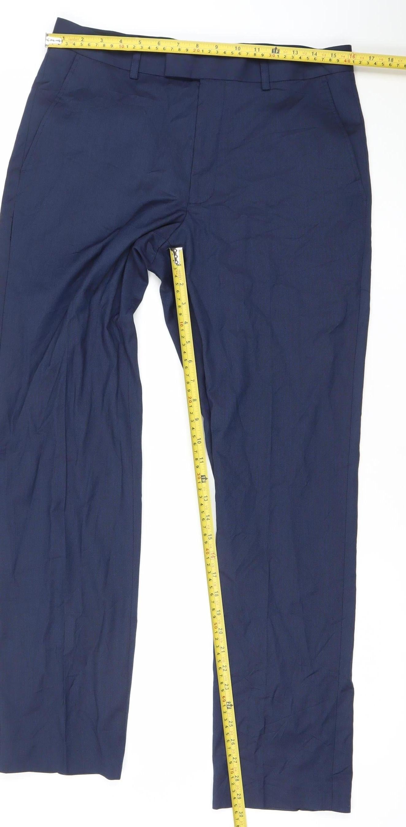 Marks and Spencer Men's Blue 32x31 Tailored Dress Pants Straight Leg