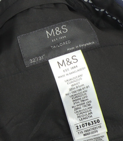 Marks and Spencer Men's Blue 32x31 Tailored Dress Pants Straight Leg