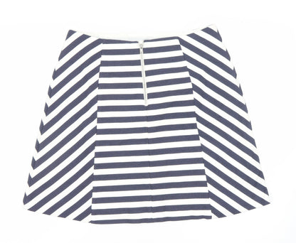 Oasis Women’s Blue White Striped A-Line Skirt Size 12 High Rise