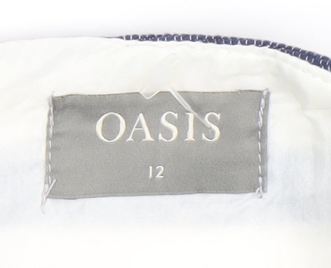 Oasis Women’s Blue White Striped A-Line Skirt Size 12 High Rise