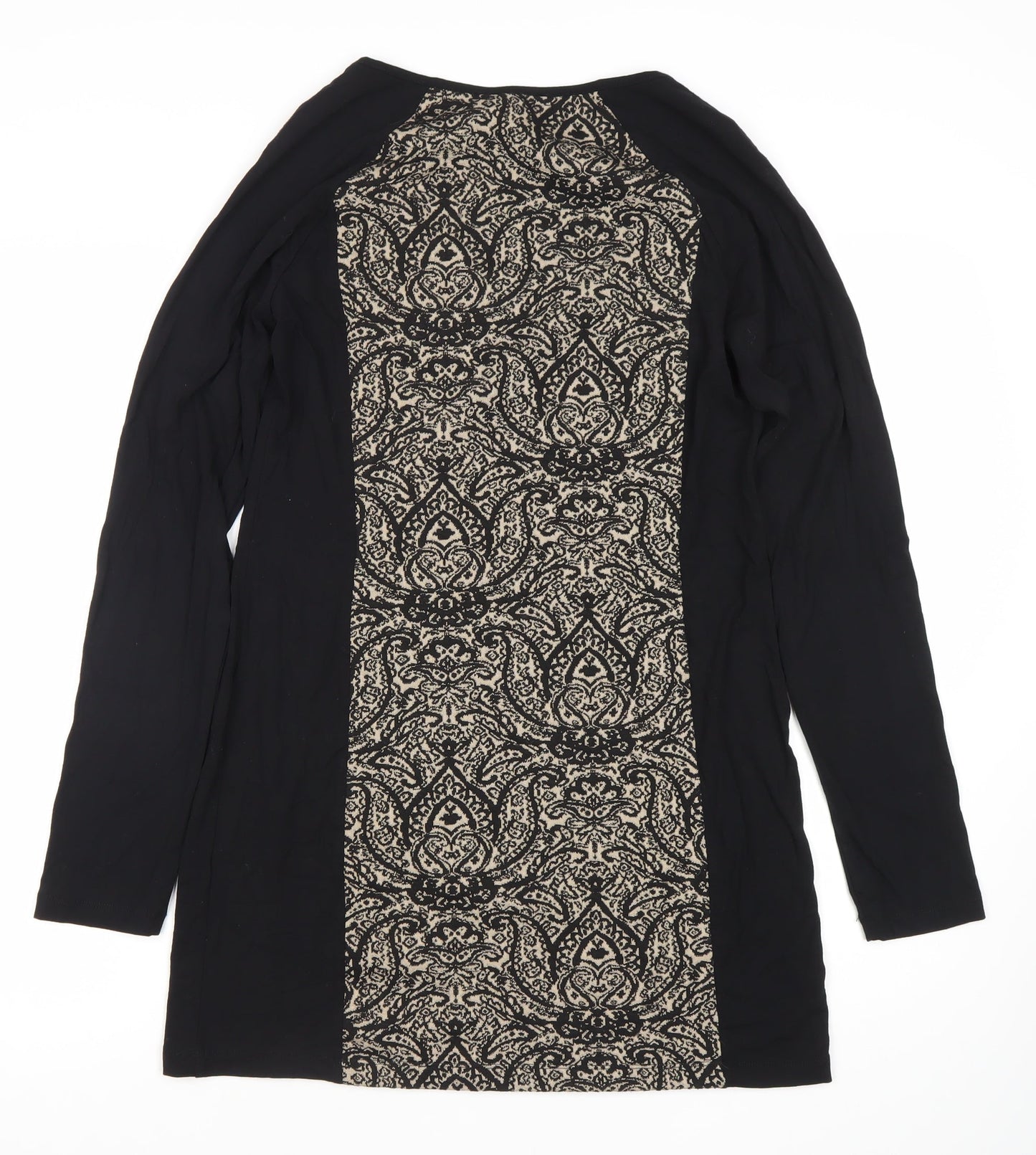 Vest Women’s Black Beige Bodycon Paisley Knit Long Sleeve Dress S