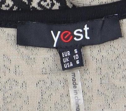 Vest Women’s Black Beige Bodycon Paisley Knit Long Sleeve Dress S