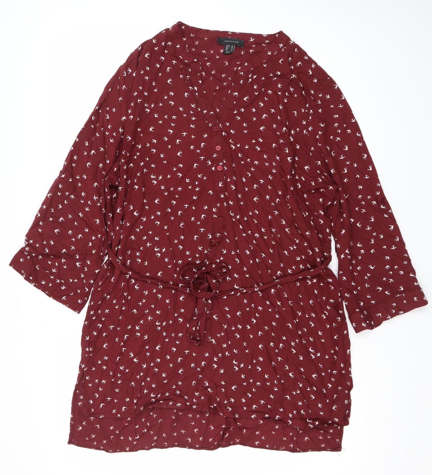 Atmosphere Women’s Red Bird Print Shirt Dress Size 20 Knee Length