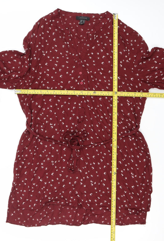 Atmosphere Women’s Red Bird Print Shirt Dress Size 20 Knee Length