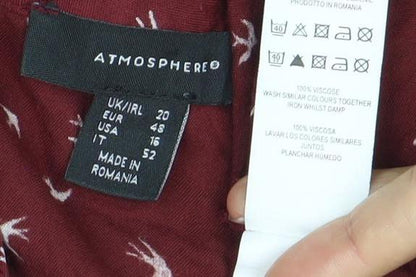 Atmosphere Women’s Red Bird Print Shirt Dress Size 20 Knee Length