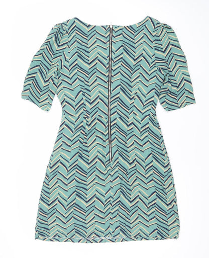 Louche Women’s Blue Geometric A-Line Knee Length Dress Size 10