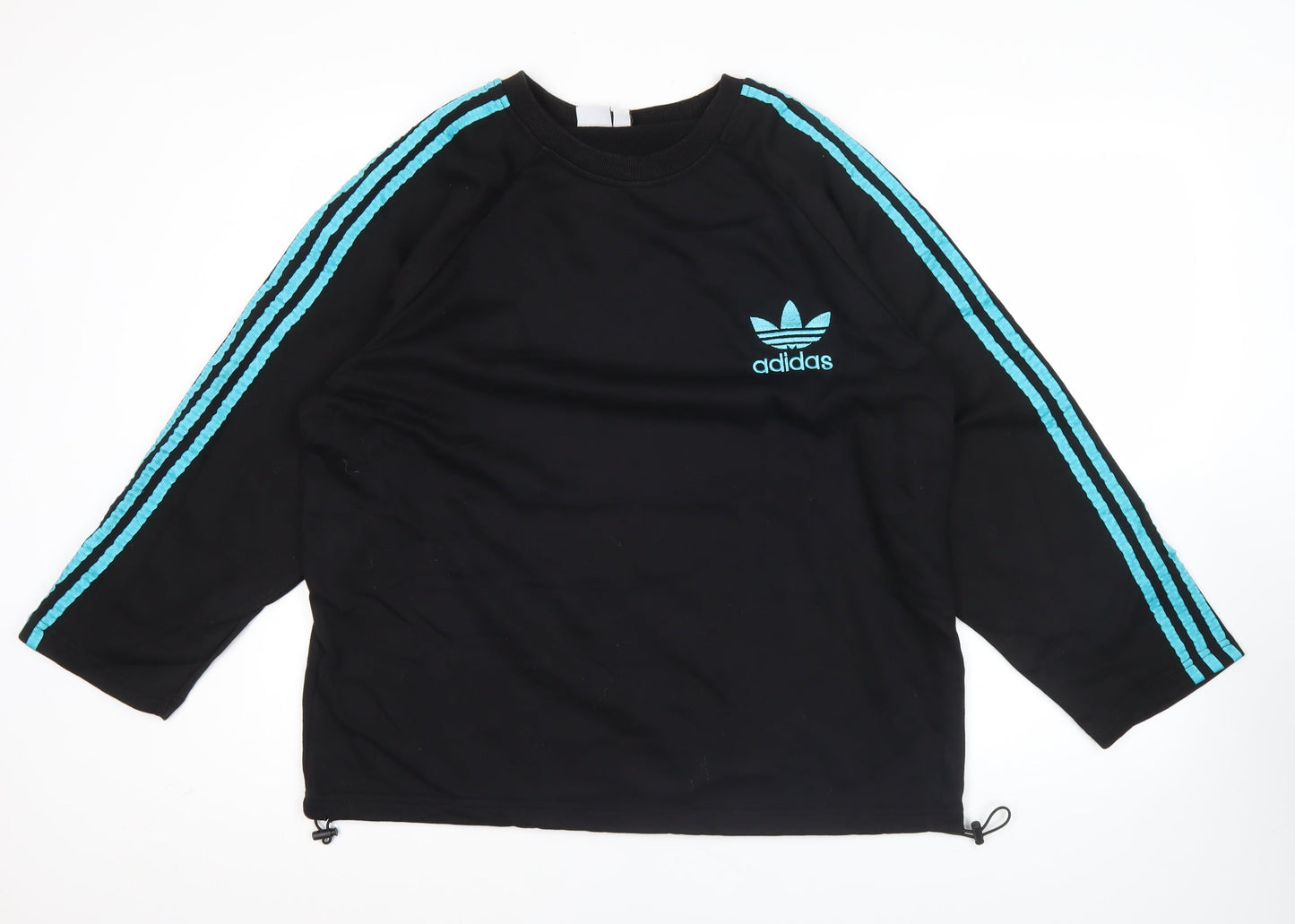 Adidas Men's Black L Pullover Sweatshirt with Logo Stripes