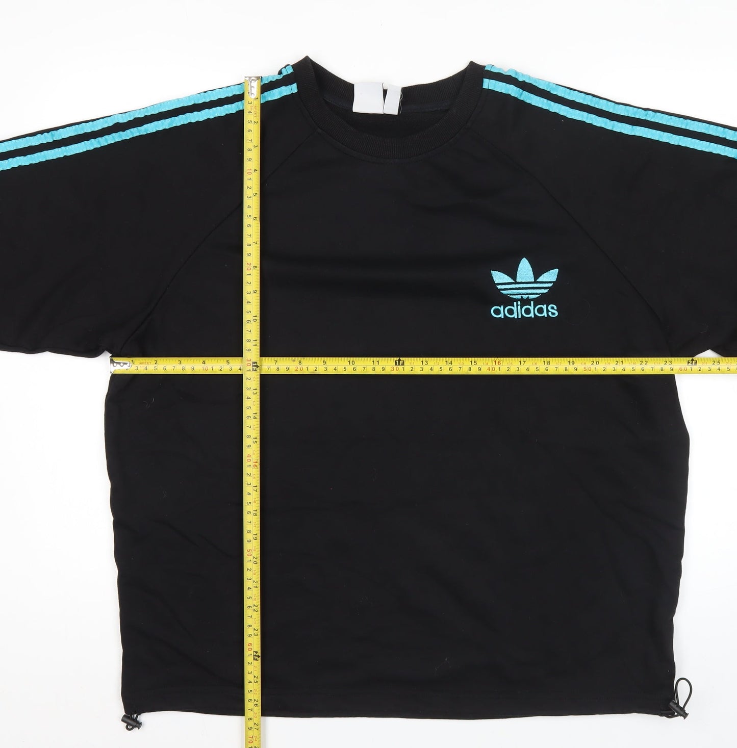 Adidas Men's Black L Pullover Sweatshirt with Logo Stripes