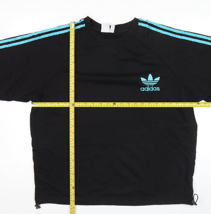 Adidas Men's Black L Pullover Sweatshirt with Logo Stripes