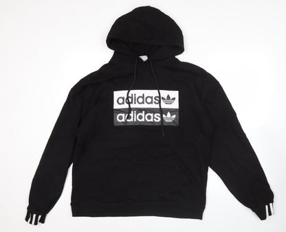 Adidas Men's Black L Pullover Hoodie Graphic Logo Sportswear
