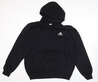 Adidas Men's Black Pullover Hoodie L Fleece Logo Sportswear