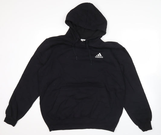 Adidas Men's Black Pullover Hoodie L Fleece Logo Sportswear