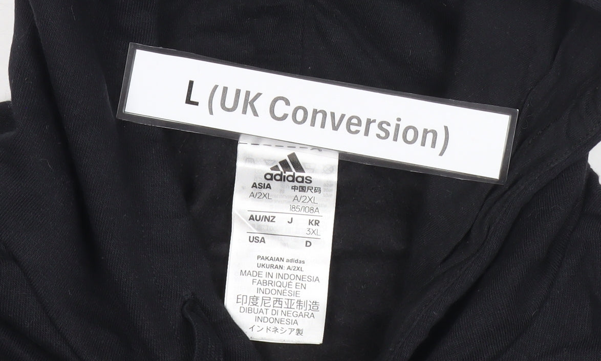 Adidas Men's Black Pullover Hoodie L Fleece Logo Sportswear