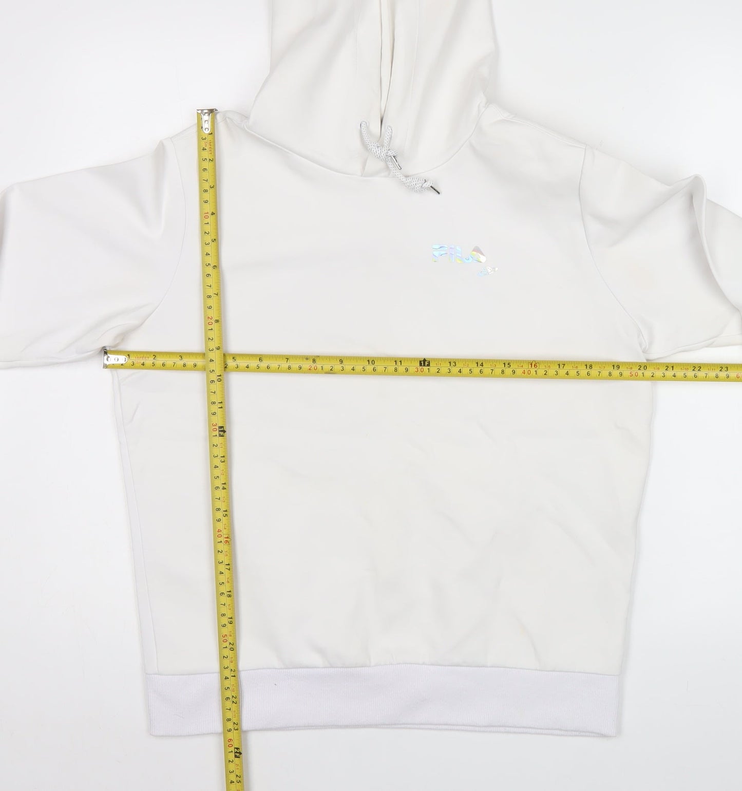 Mens UK Size L FILA White Pullover Hoodie