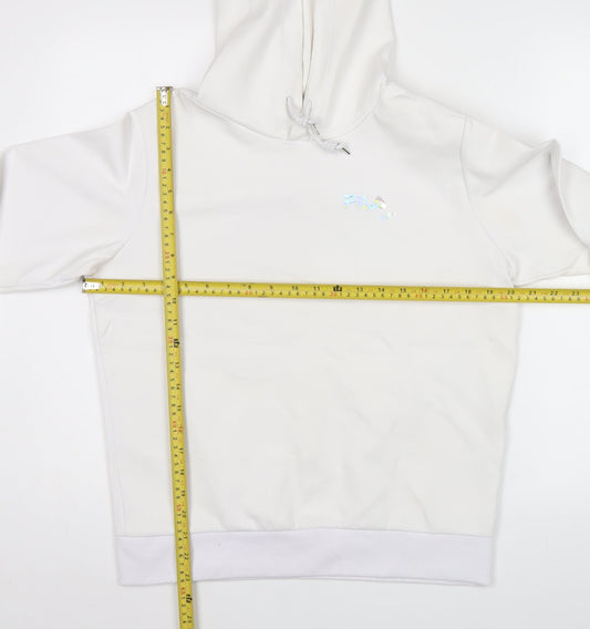 Mens UK Size L FILA White Pullover Hoodie