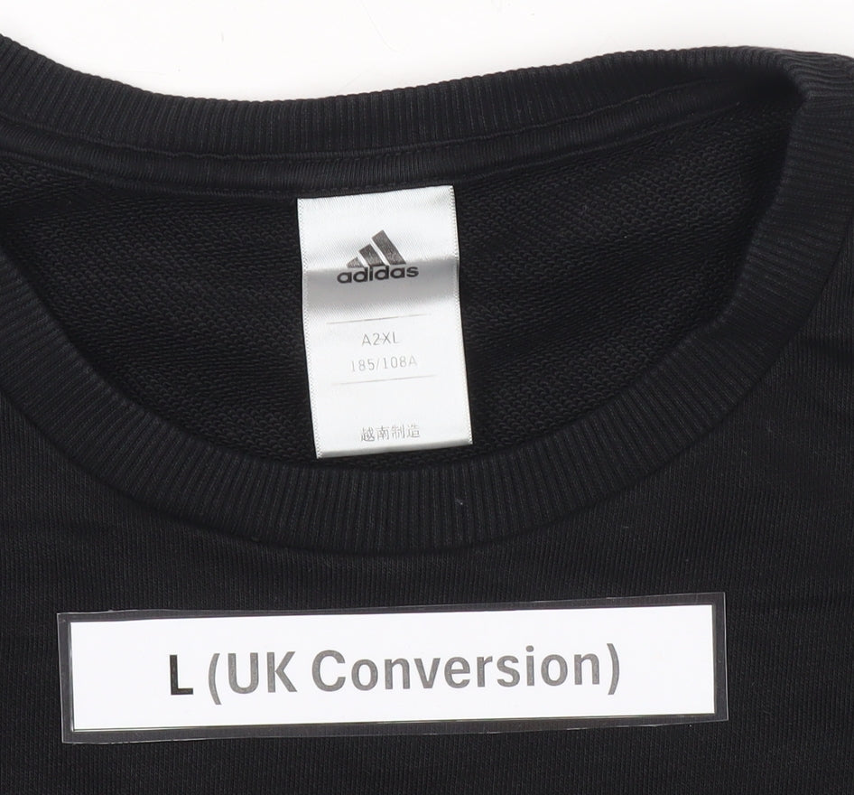 Adidas Men's Black L Pullover Sweatshirt Crew Neck Jersey Long Sleeve