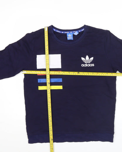 Adidas Men's Blue Graphic Logo Pullover Sweatshirt L Regular Fit