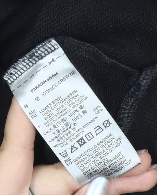 Adidas Men's Black Crew Neck Pullover Sweatshirt L Regular Fit