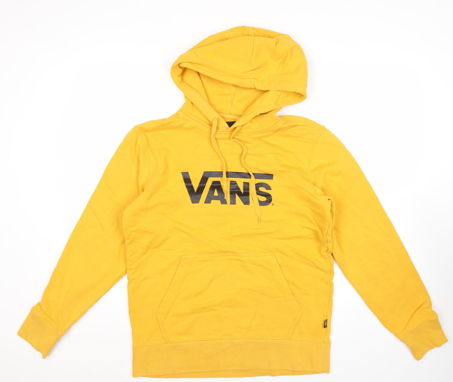 Vans Men’s Yellow Pullover Hoodie Medium Graphic Logo Fleece