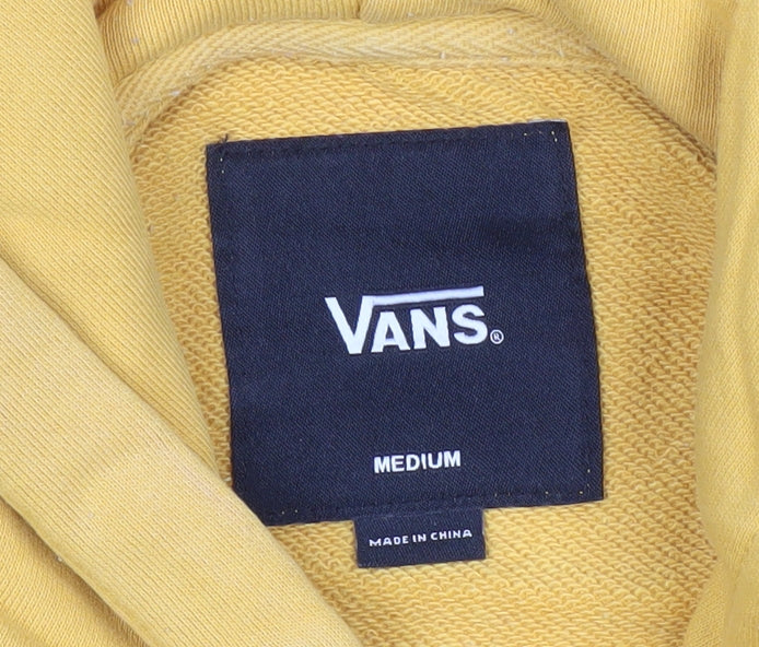 Vans Men’s Yellow Pullover Hoodie Medium Graphic Logo Fleece
