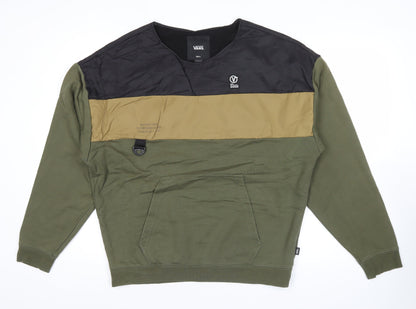 Vans Men's Green Logo Pullover Sweatshirt Size S Army Style