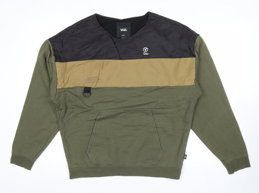 Vans Men's Green Logo Pullover Sweatshirt Size S Army Style