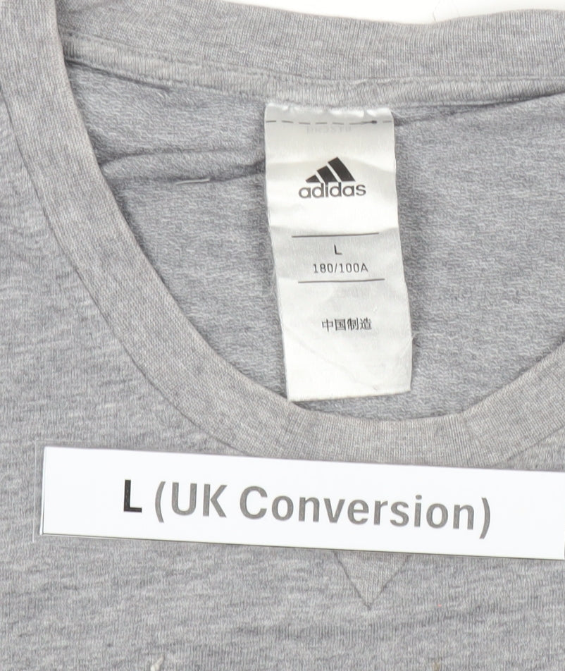 Mens UK Size L adidas Grey Pullover Sweatshirt