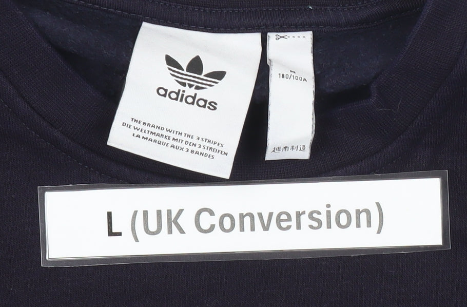 Adidas Men's Blue Pullover Sweatshirt L Logo Graphic Sports Style