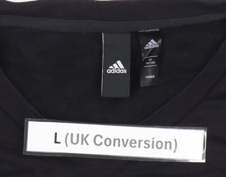 Adidas Men's Black L Pullover Sweatshirt Crew Neck Long Sleeve