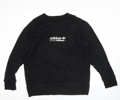 adidas Men's Black L Pullover Sweatshirt Crew Neck Logo Sports Fleece