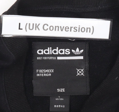 adidas Men's Black L Pullover Sweatshirt Crew Neck Logo Sports Fleece