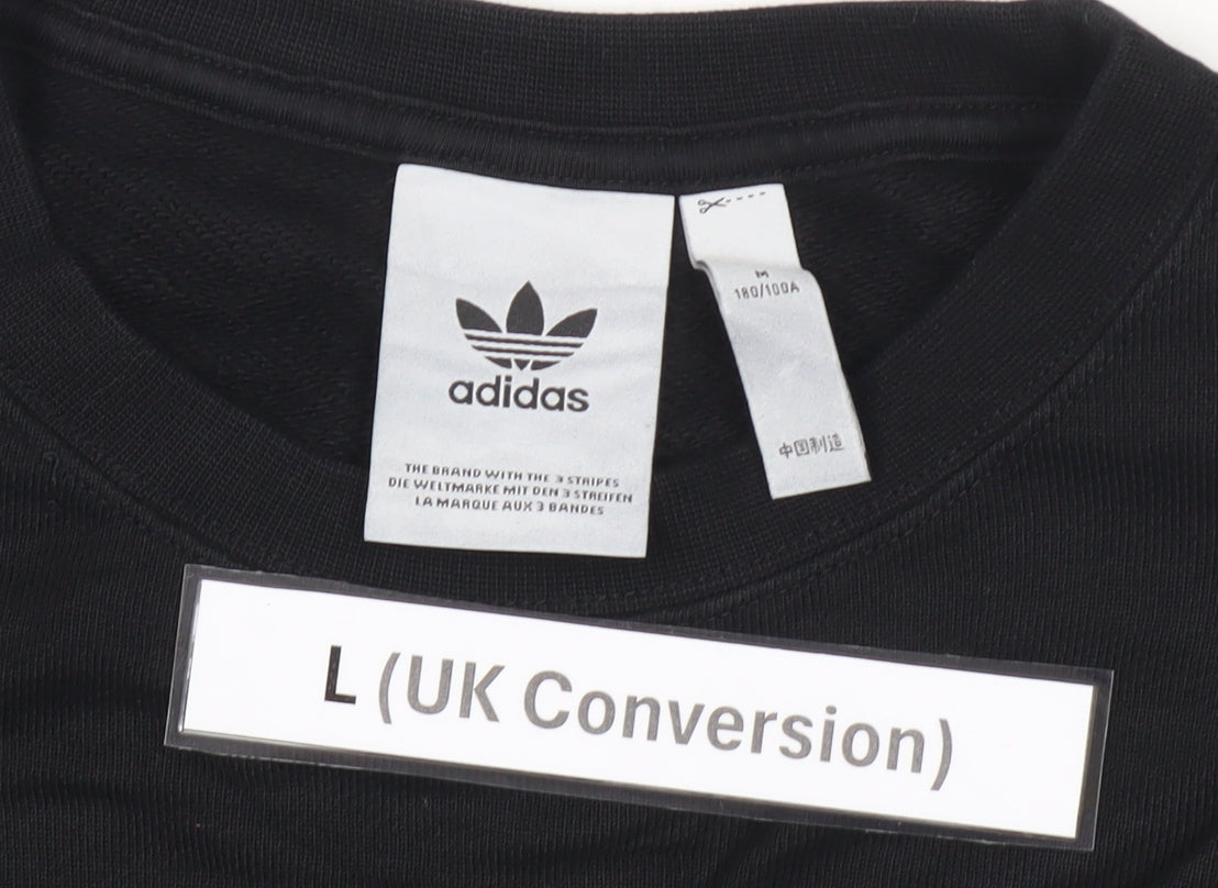 Adidas Men's Black L Pullover Cotton Sweatshirt Crew Neck Sports Style
