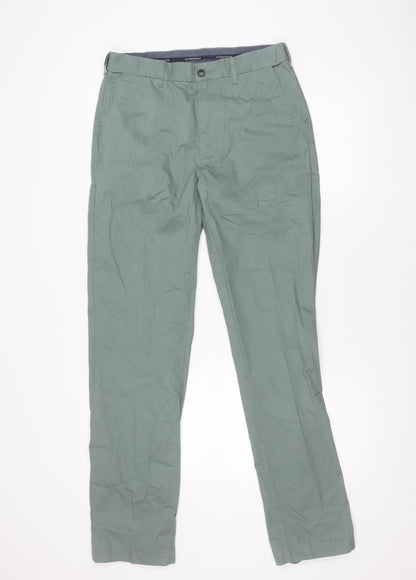 Marks and Spencer Men's Green Slim Fit Chino Trousers 30W 33L