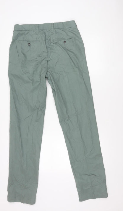 Marks and Spencer Men's Green Slim Fit Chino Trousers 30W 33L