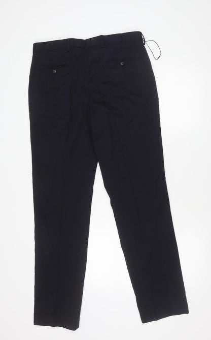Marks and Spencer Men's Navy Slim Fit Wool Blend Dress Pants 34x33