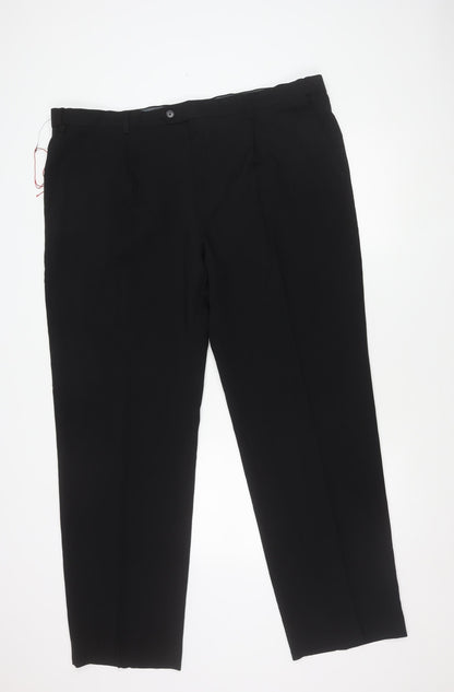 Marks and Spencer Men's Black 44in Regular Fit Dress Trousers Straight Leg