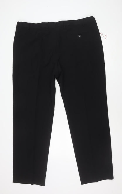 Marks and Spencer Men's Black 44in Regular Fit Dress Trousers Straight Leg