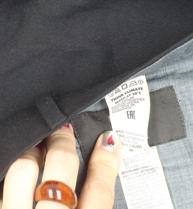 Marks and Spencer Men's Black 44in Regular Fit Dress Trousers Straight Leg