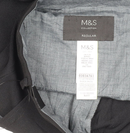 Marks and Spencer Men's Black 44in Regular Fit Dress Trousers Straight Leg