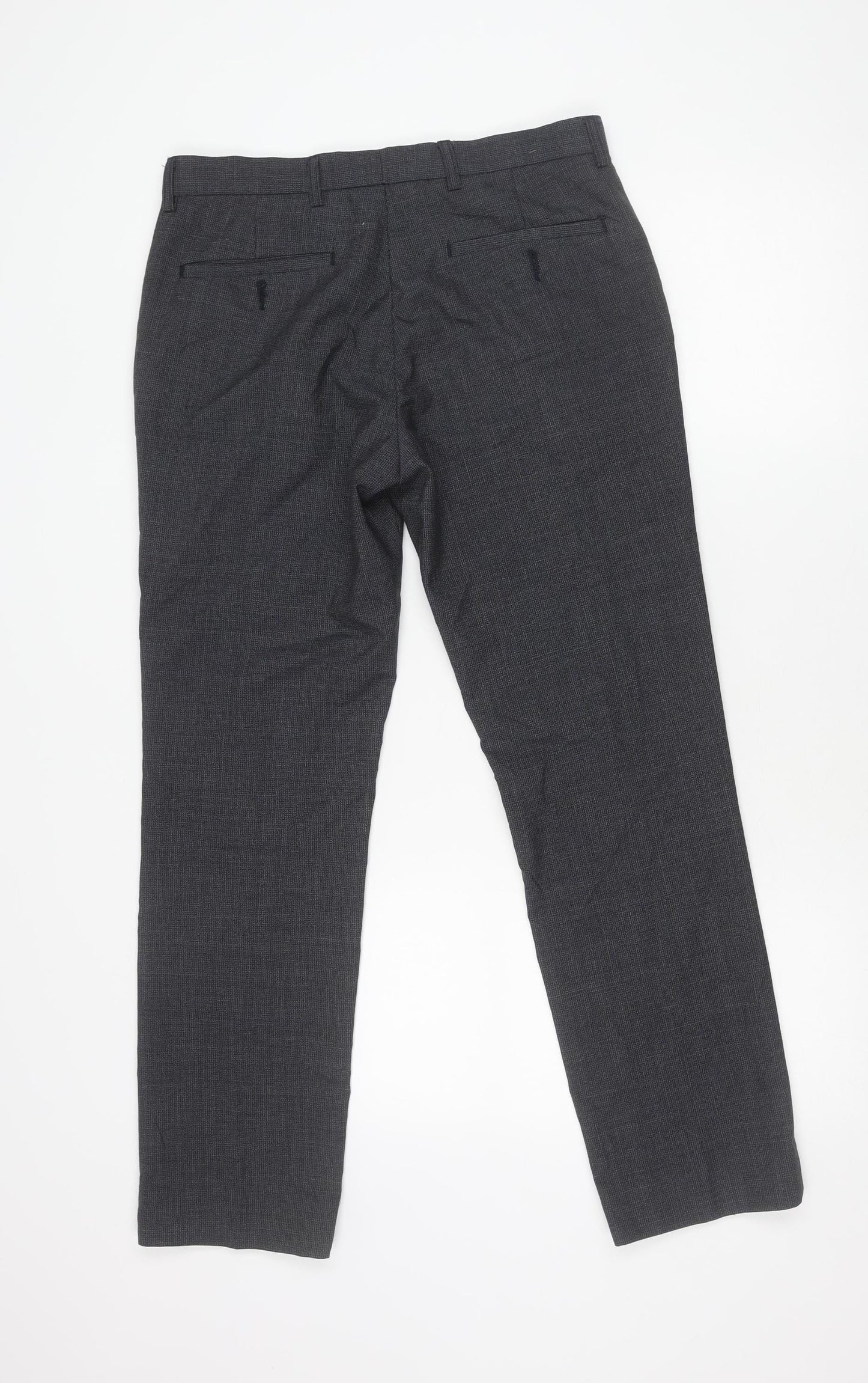 Moss 1851 Men's Grey Wool Blend Tailored Dress Trousers 30W