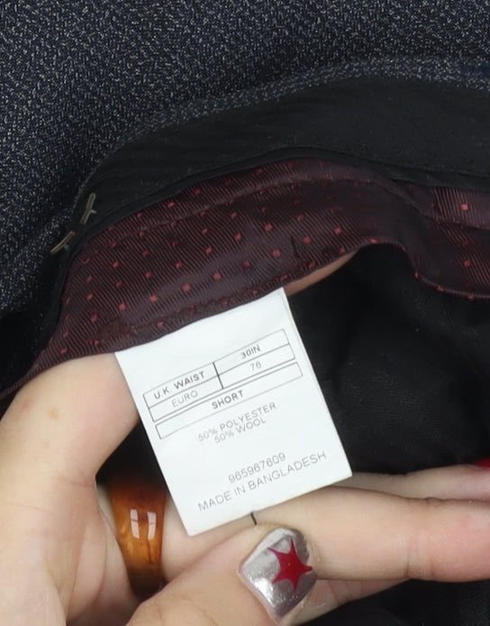 Moss 1851 Men's Grey Wool Blend Tailored Dress Trousers 30W