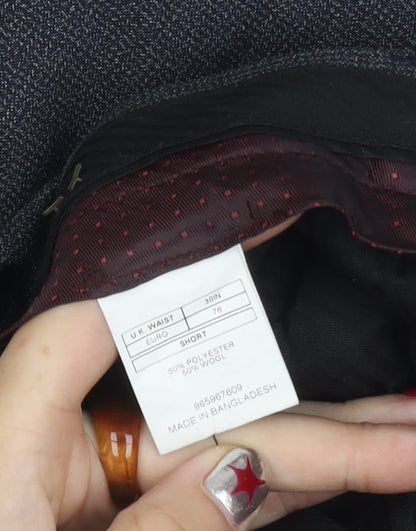 Moss 1851 Men's Grey Wool Blend Tailored Dress Trousers 30W