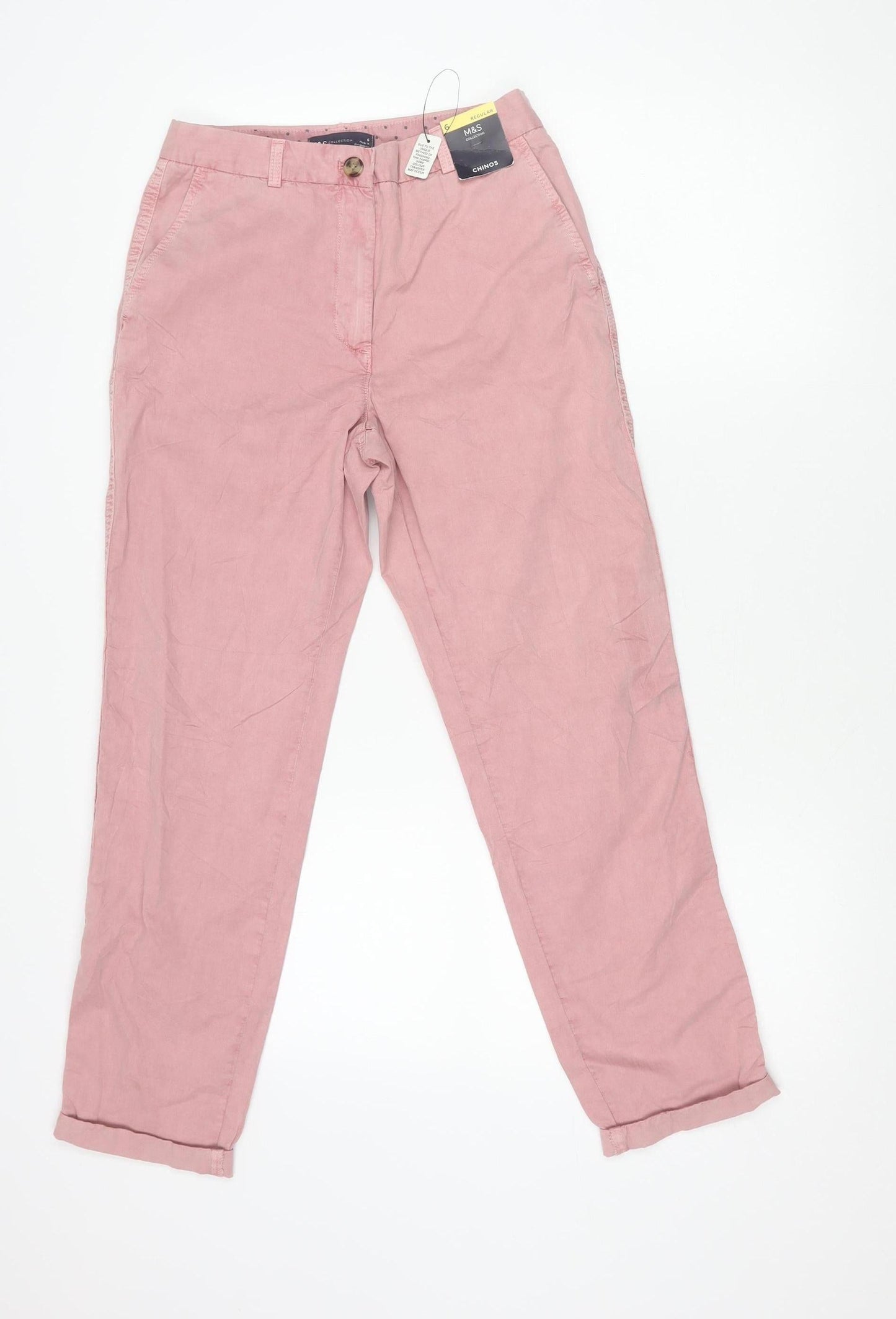 Womens UK Size 6 Marks and Spencer Regular Fit Chino Pink Trousers