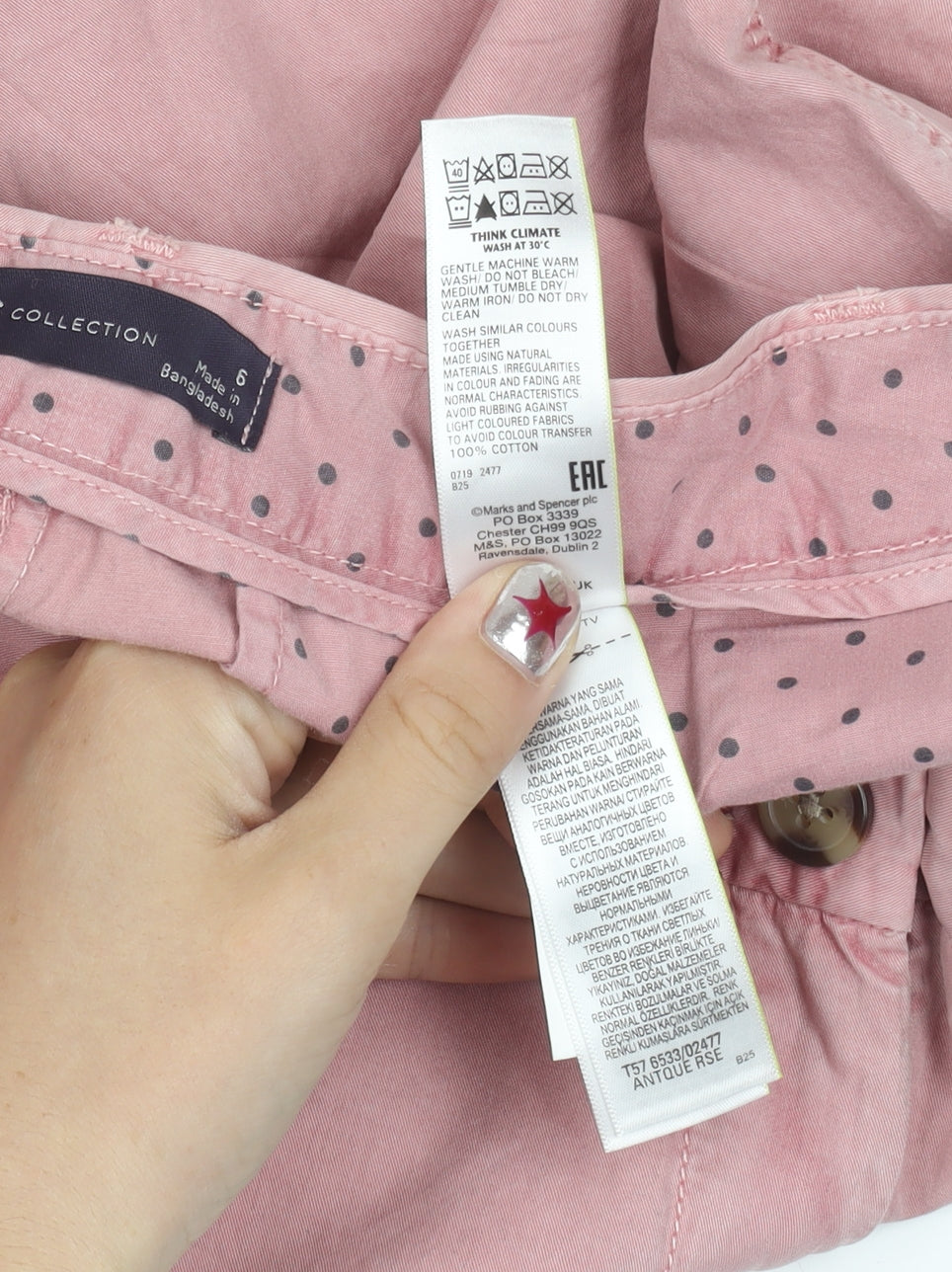 Womens UK Size 6 Marks and Spencer Regular Fit Chino Pink Trousers