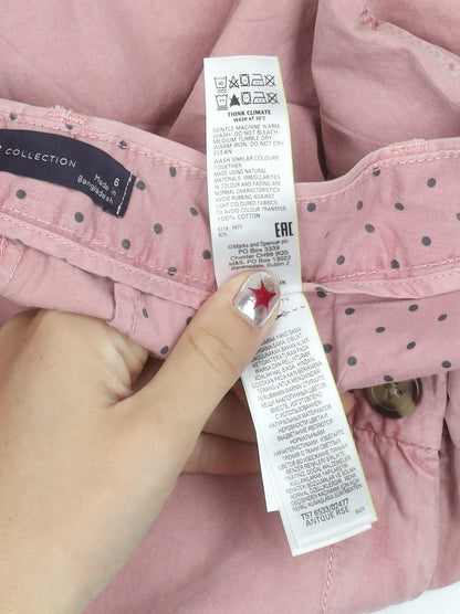 Womens UK Size 6 Marks and Spencer Regular Fit Chino Pink Trousers