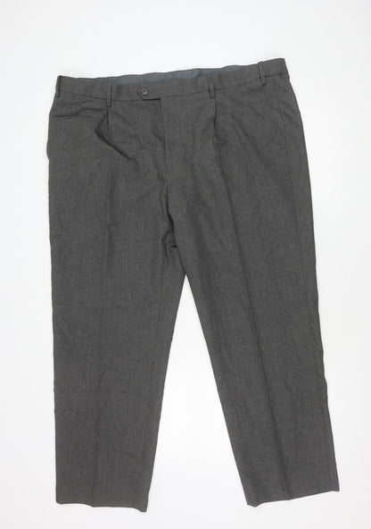 Marks and Spencer Men's Grey 44W 29L Regular Fit Dress Trousers