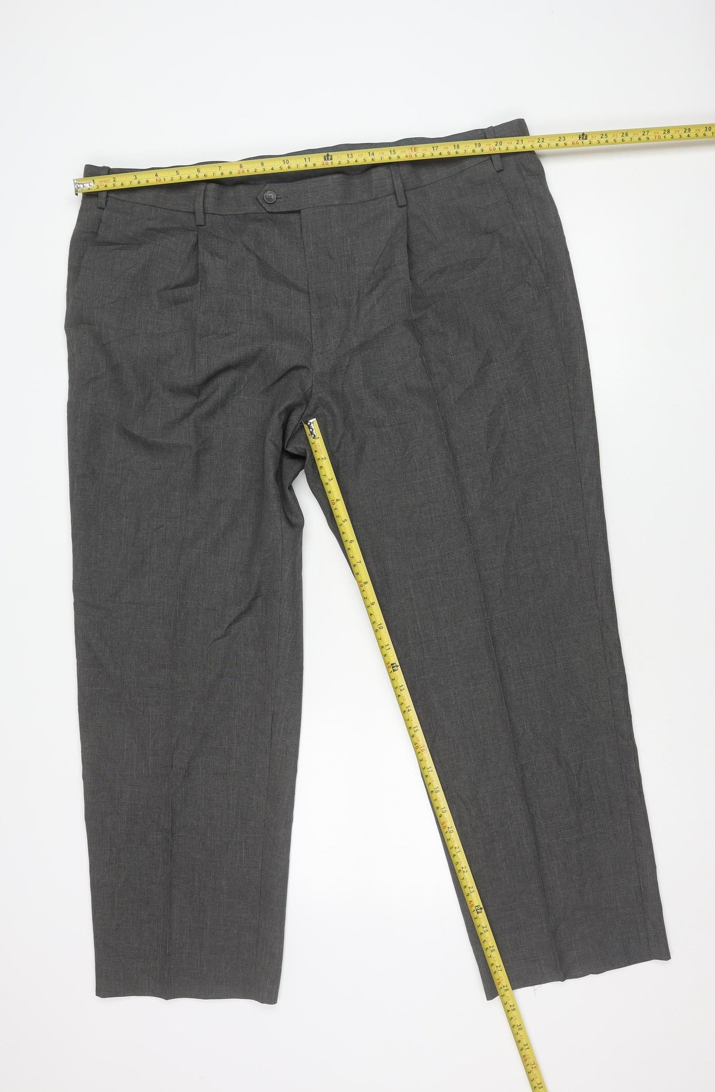 Marks and Spencer Men's Grey 44W 29L Regular Fit Dress Trousers