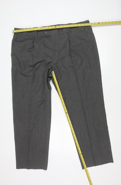 Marks and Spencer Men's Grey 44W 29L Regular Fit Dress Trousers