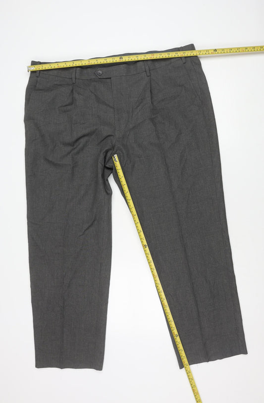 Marks and Spencer Men's Grey 44W 29L Regular Fit Dress Trousers