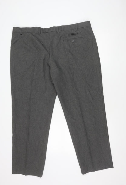 Marks and Spencer Men's Grey 44W 29L Regular Fit Dress Trousers